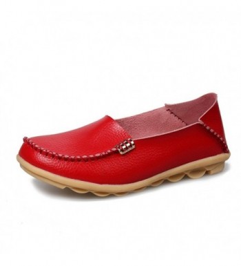 Lucksender womens Leather Driving Loafers
