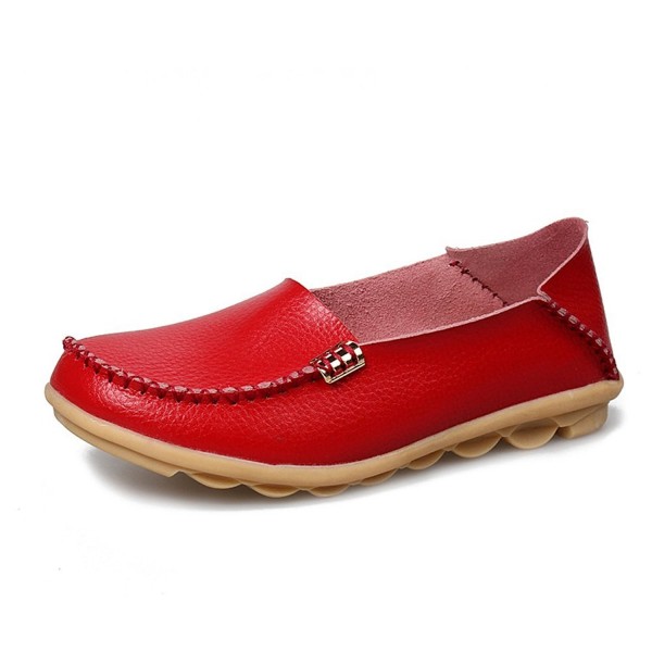 Lucksender womens Leather Driving Loafers