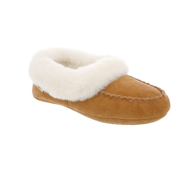 RJs Fuzzies Leather Slippers Chestnut