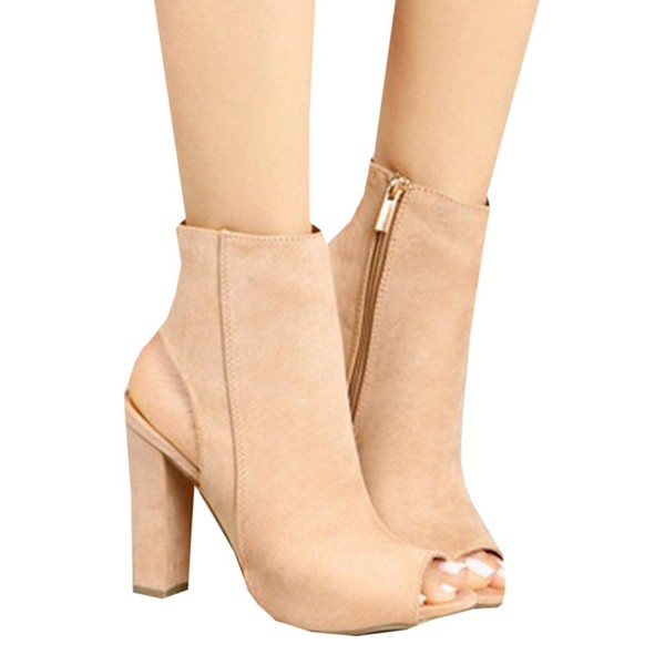 Taoliyuan Womens Cutout Stacked Booties