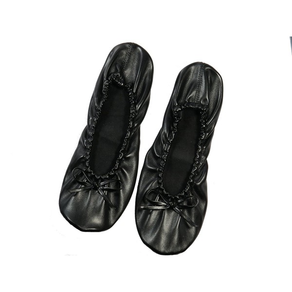 KEC Womens Foldable Ballet Flats - Black - C612NZPUGBI