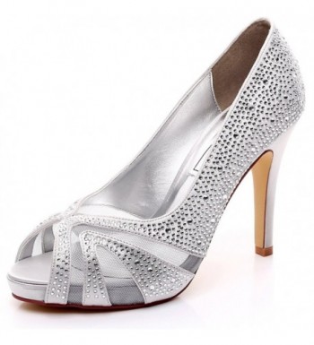 LUXVEER Wedding Rhinestone 4inch Peep US9 5 EUR41