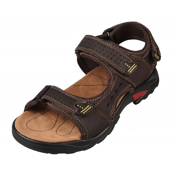 4HOW Sandals Outdoor Leather Chocolate