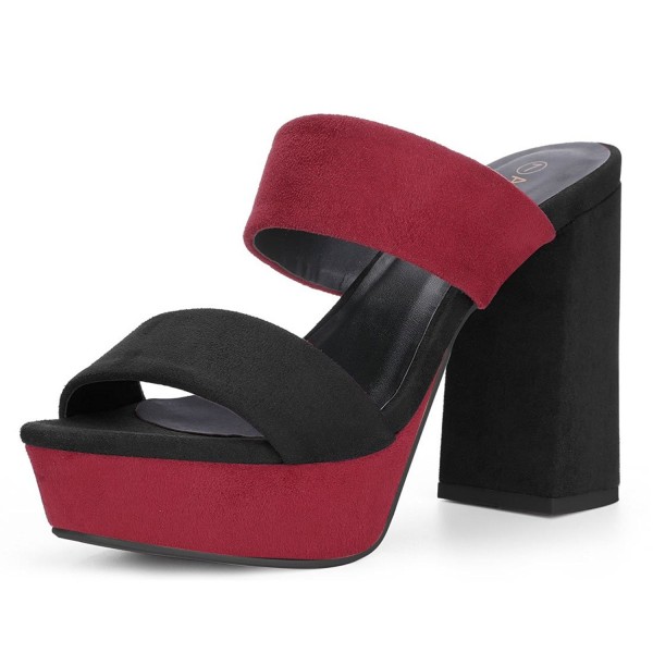 red color block heels