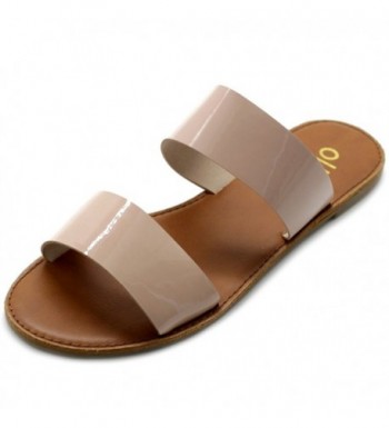 Ollio Womens Patent Strap Sandals