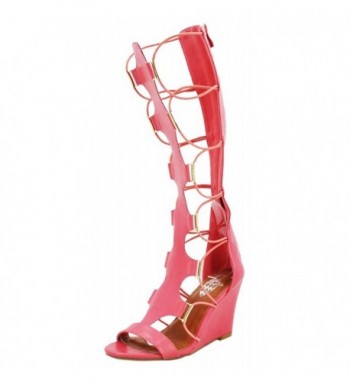 Women's Greek-1 Gladiator Wedge Strappy Sandal - Coral - CZ12HRQSTCH