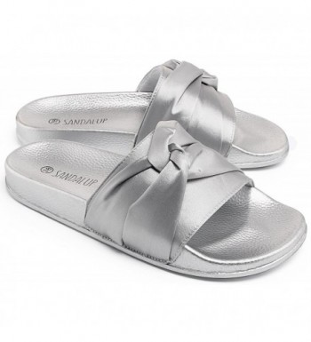 silver slide sandals womens