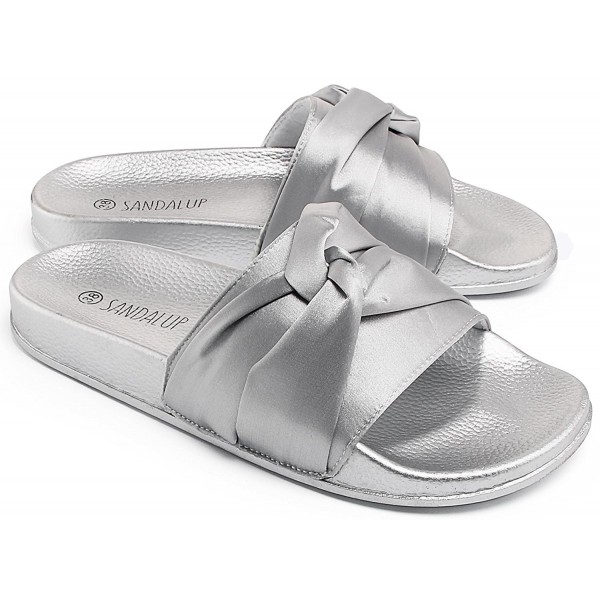 SANDALUP Cross Slipper Sandals Silver