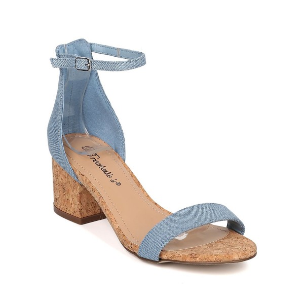 denim block heel sandals