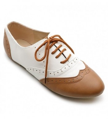 Ollio Womens Classic Oxford Brown White