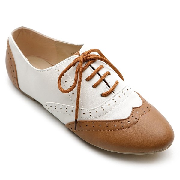 Ollio Womens Classic Oxford Brown White