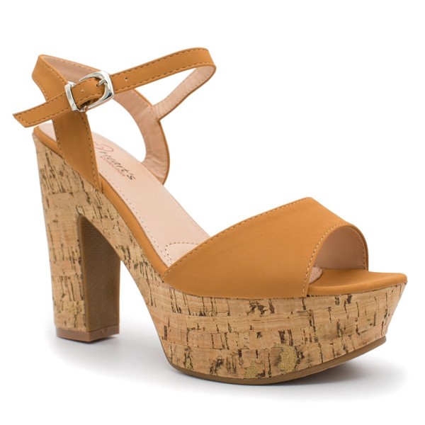 Buckle Ankle Strap Stacked Wooden Platform Heel Sandals- Trendy Shoes 4 ...