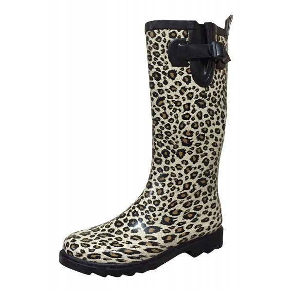 Womens MSTKH Rubber Rain Boots - Cheetah - CW1281VZ7KJ