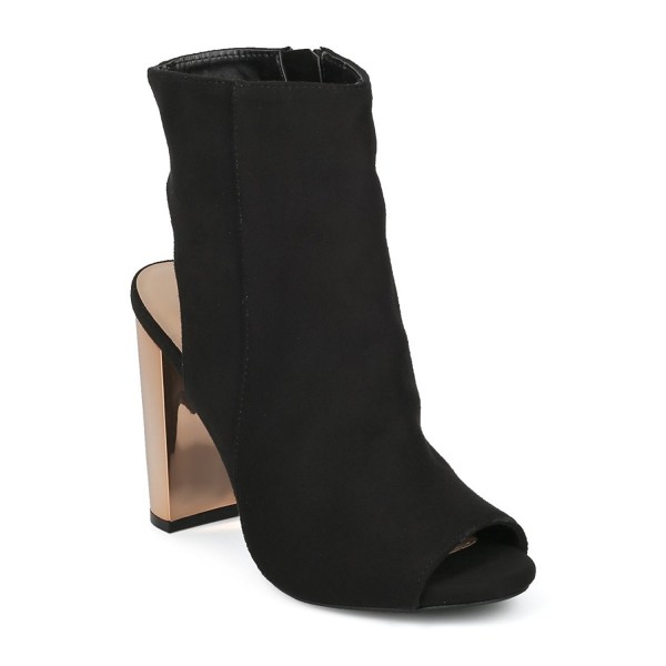 Alrisco Women Metallic Block Bootie