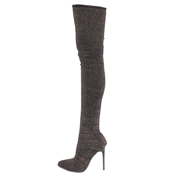 Women's Thigh High Boots Stretchy Snug Fit Sock Over The Knee Heel ...