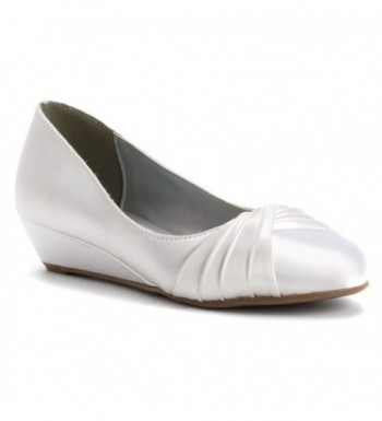 Dyeables Womens Wedge White Satin