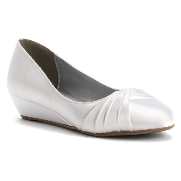 Dyeables Womens Wedge White Satin