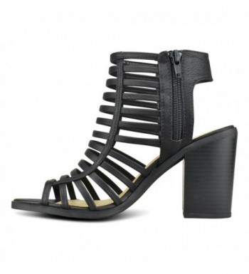 Women's Cut Out Gladiator High Chunky Heel Pump Sandals - Black Nbpu ...