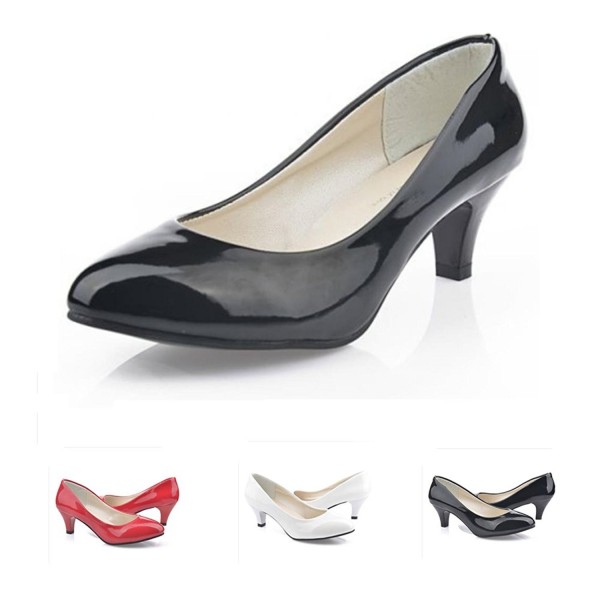 Women Shoes Closed Toe Kitten Heel Pumps For Dress Work Party - Black ...