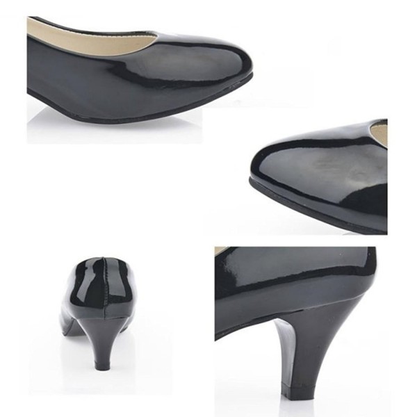 Women Shoes Closed Toe Kitten Heel Pumps For Dress Work Party - Black ...