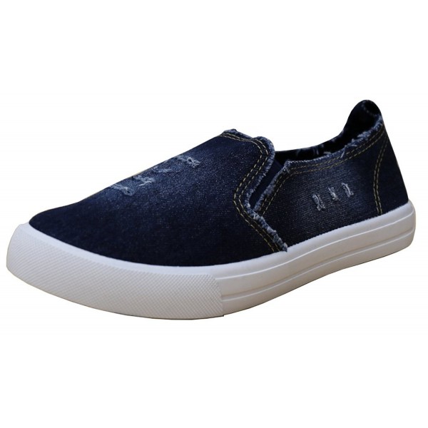 Women's Slip-On Distressed Denim Round Toe Flatform Fashion Sneaker ...