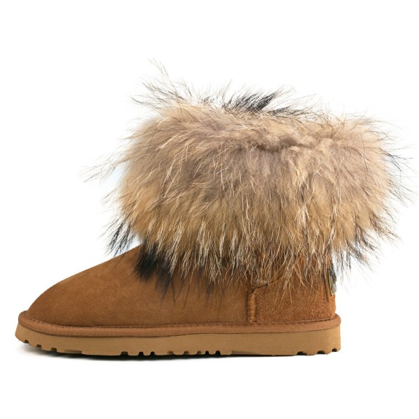 Women's Short Sheepskin Fur Snow Boot 98751 - Classic Chestnut ...
