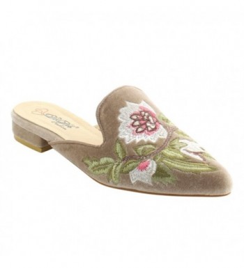 AG88 Womens Backless Embroidery Flats