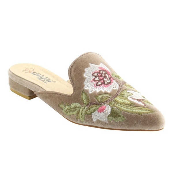 AG88 Womens Backless Embroidery Flats