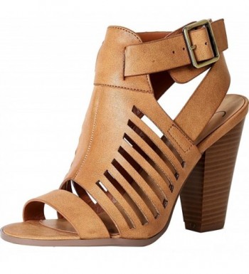 Womenss Cutout block Sandals TanPu