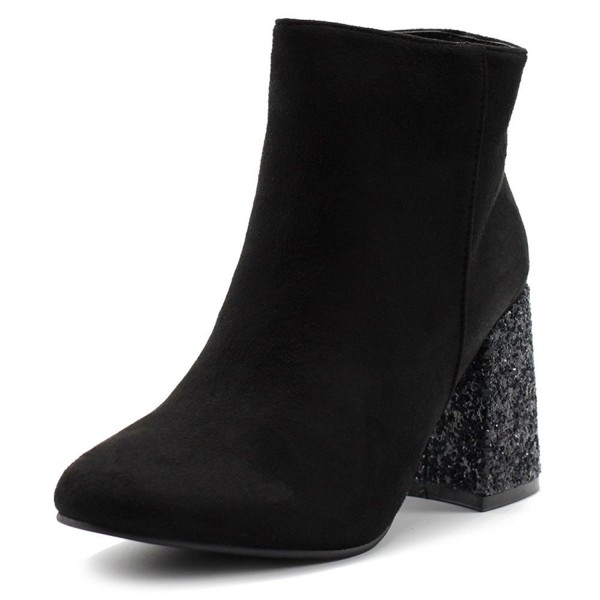 black ankle boots with glitter heel