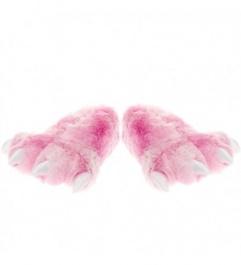 Grizzly Bear Paw Slippers w/White Toes (Pink- L - Adult) - CH12JRBDC63