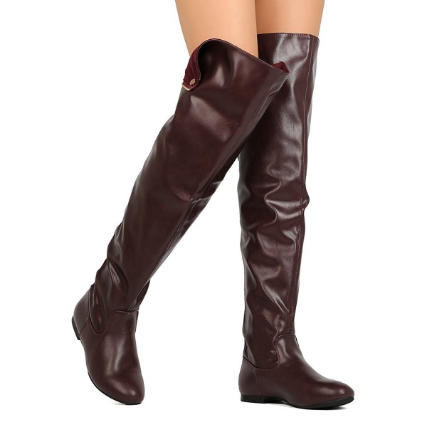 Women Over The Knee Flat Boots Snap 