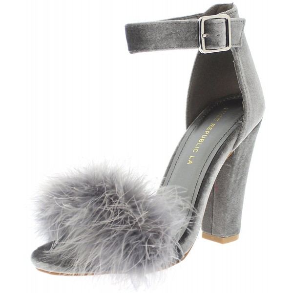 Shoe Republic Feathered Pompom Heeled