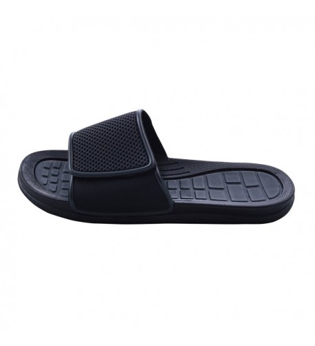 Sky Sole Mens Slide Sandals With Velcro Strap - Grey Trim - CD17WW96YIE