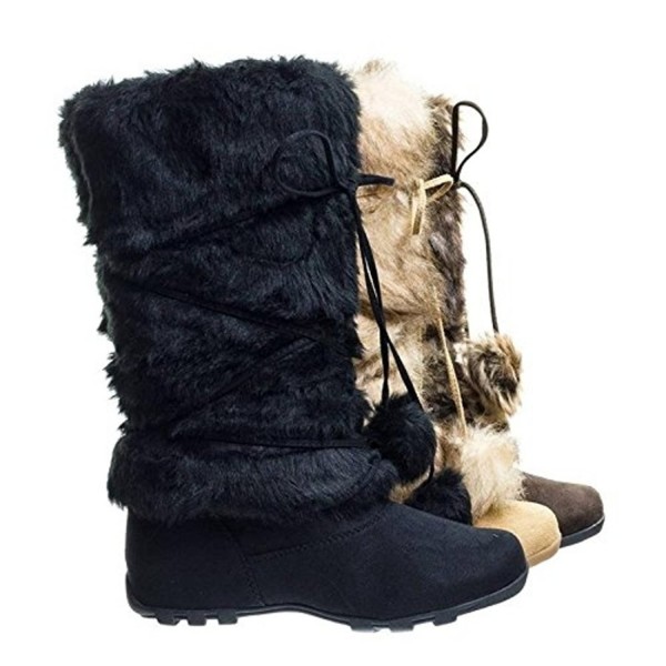 vesta faux fur collar knee high snow boot