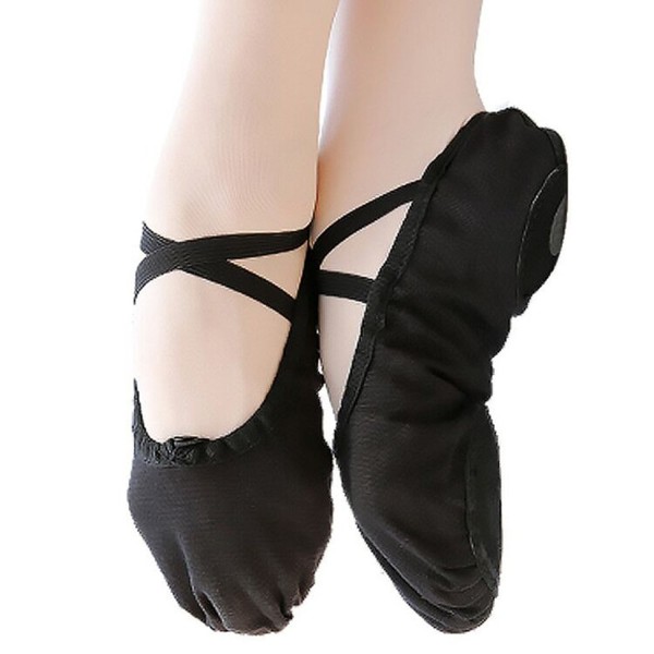 black canvas ballet shoes