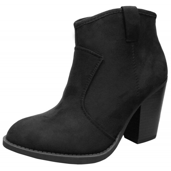 Women's Western Country Stacked Chunky Heel Ankle Bootie - Black Imsu ...