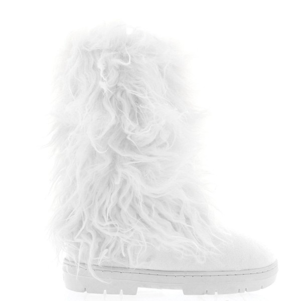 Womens Long Covered Rain Winter Warm Tall Snow Boots - White - CR11ZVVDLSD