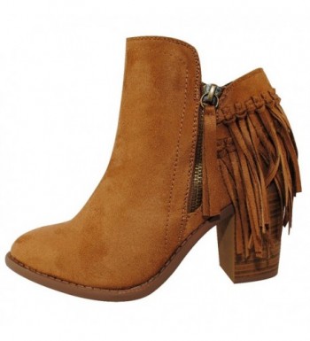 Womens Fashion Fringe Booties Chestnut