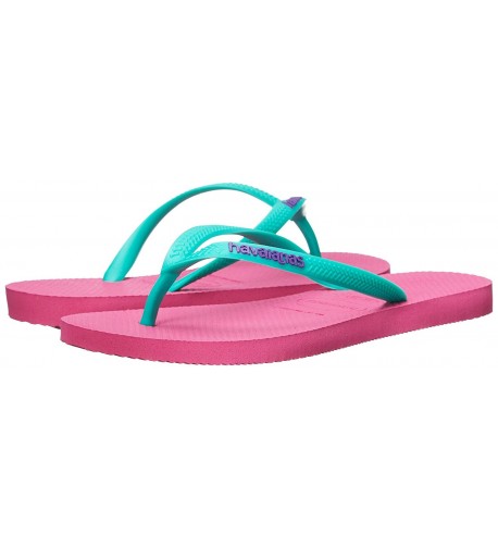 Women's Slim Logo Pop Up Sandal - Shocking Pink - CA12N14WXOI