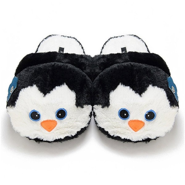 Women's Cozy Slip On Black Animal Penguin House Indoor Slippers (X ...