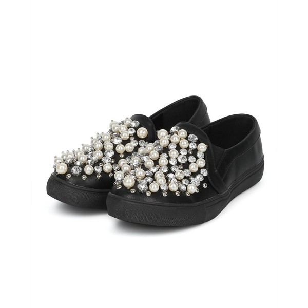 Women's Bedazzled Slip On Pearls and Rhinestones Trendy Luxurious ...