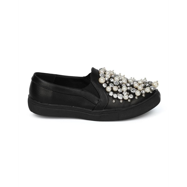 Women's Bedazzled Slip On Pearls and Rhinestones Trendy Luxurious ...