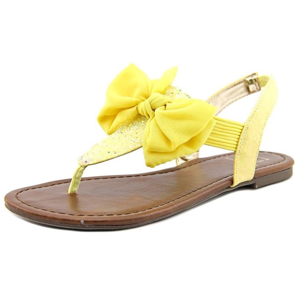 Womens Swan Split Toe Casual T-Strap Sandals - Citron - C117Y0KLNC2