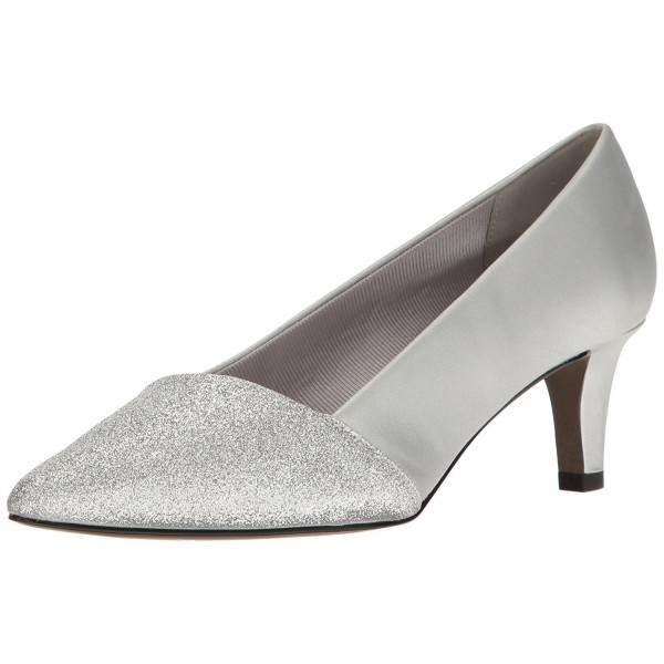 Women's Darling Dress Pump - Silver Satin/Glitter - CO12O601JTZ