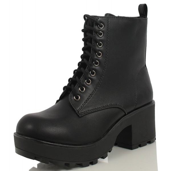 black leather lace boots womens