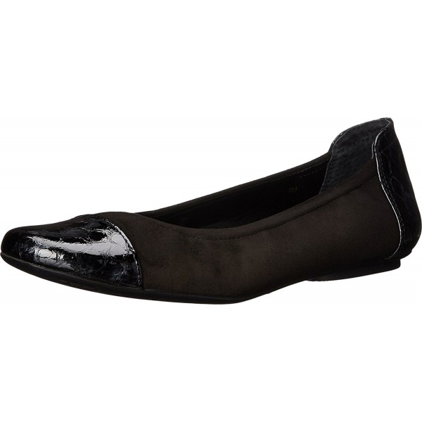 Womens Sidony Cap Toe Ballet Flat Shoes - Black Suede/black Loto Patent ...