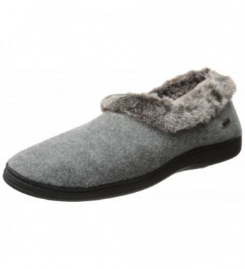 ACORN Womens Chinchilla Collar Slipper Black