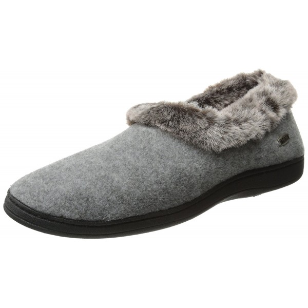 ACORN Womens Chinchilla Collar Slipper Black