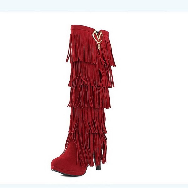 BalaMasa Womens Heels Solid Fringed